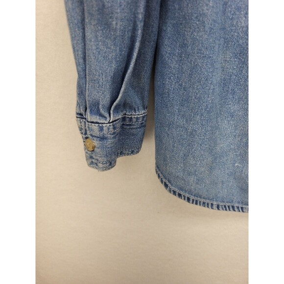 Bobbie Brooks Womens Top Blue Large Cotton Denim Fall Embroidered Long Sleeve - Picture 12 of 16